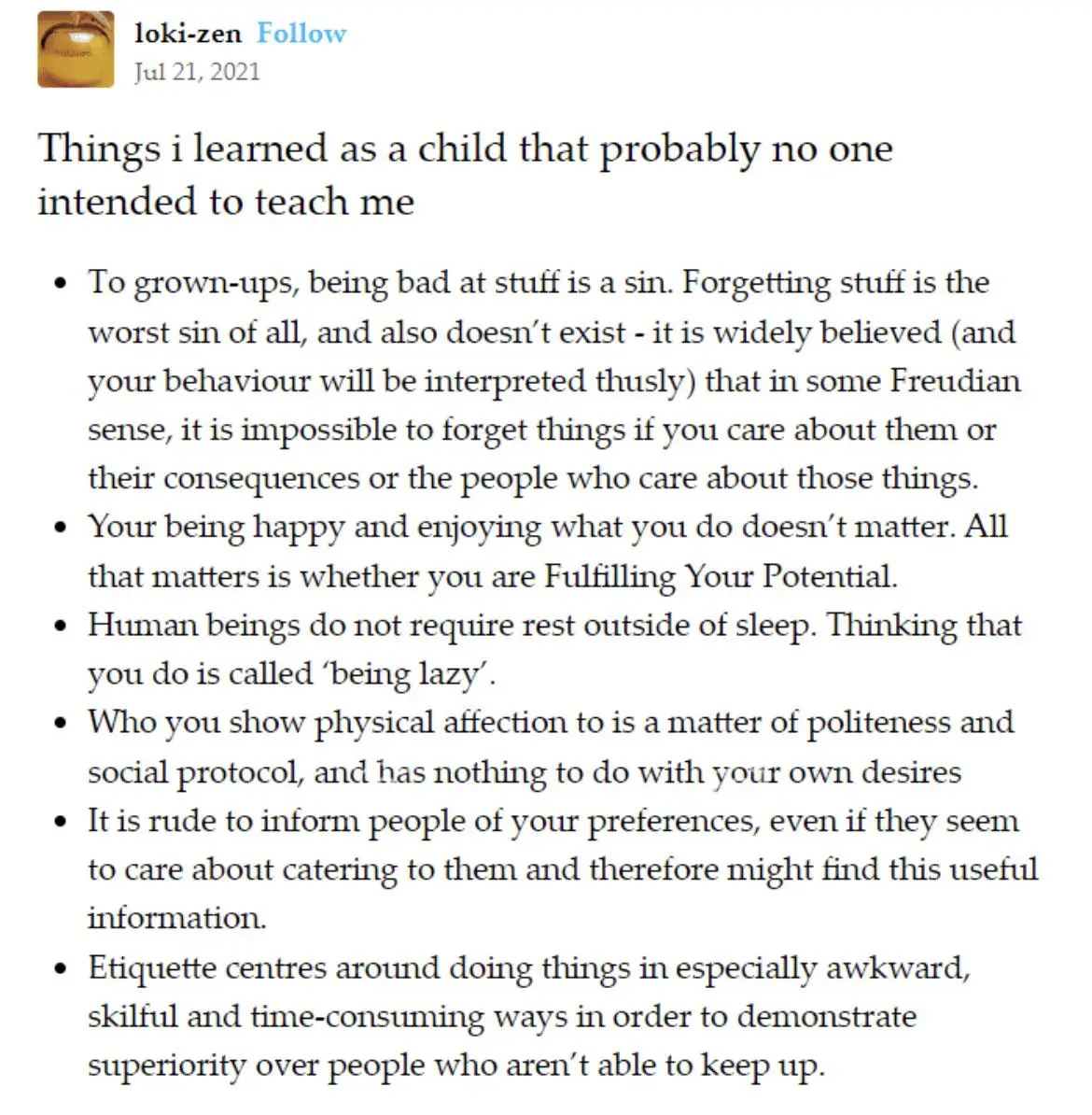 Screenshot of a tumblr post from user loki-zen. Transcription in the post body.