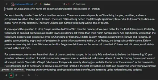 PRC and North Korea apologist UnderpantsWeevil having a totally normal one