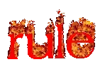 The word "rule" on fire.